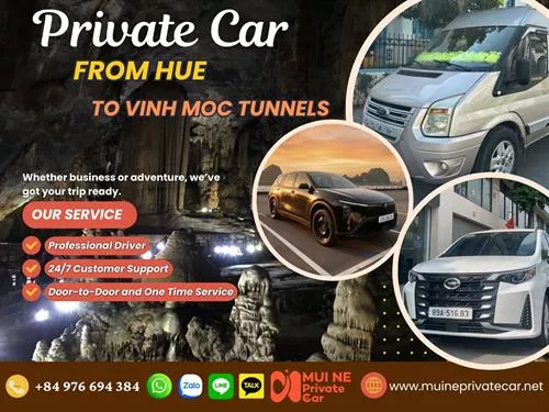 Hue to Vinh Moc Tunnels Private Car
